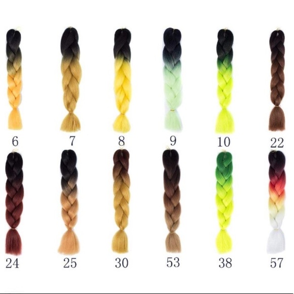 5 packs of Black Green yellow ombré braiding hair